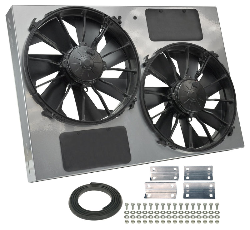 Derale 16927 High Output Dual 12'' Electric Rad Fan/Steel Shroud Kit