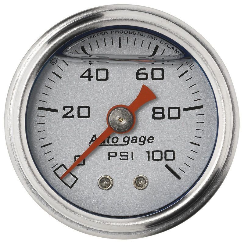 Autometer 2180 Autogage Fuel Pressure Gauge 1-1/2", 0-100 psi, Mechanical - Silver