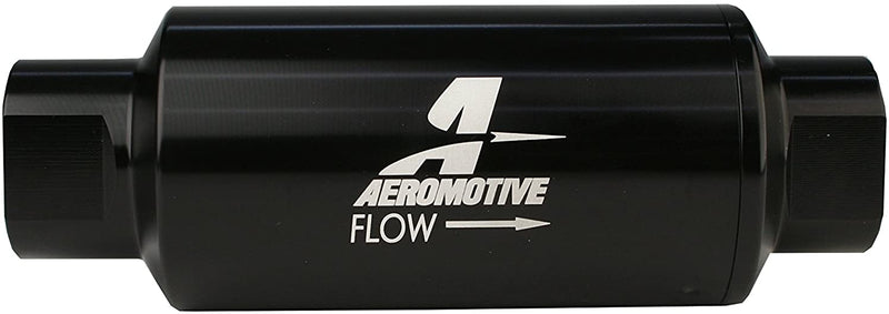 AEROMOTIVE 12324 FILTER, IN-LINE, 100-MICRON STAINLESS MESH ELEMENT, ORB-10 PORT, BRIGHT-DIP BLACK, 2" OD