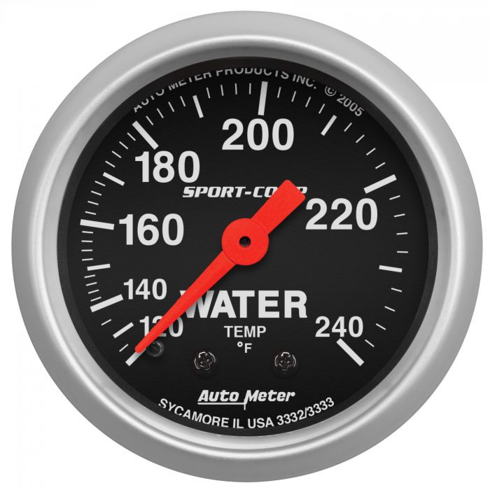 Autometer 3332 Sport-Comp Mechanical Water Temperature Gauge 120-240??F