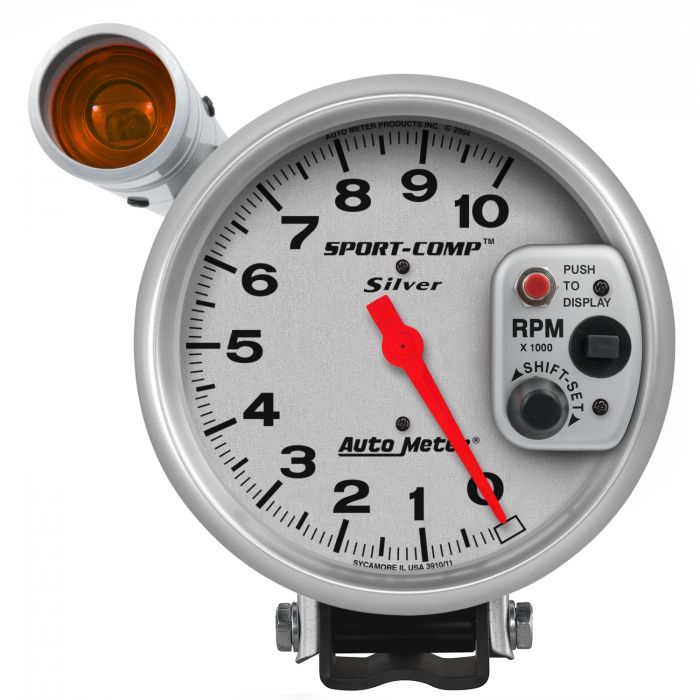 Autometer 3911 Sport-Comp Silver Shift-Lite Tachometer 5"