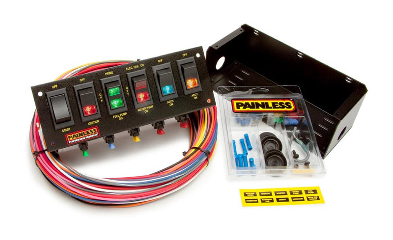 Painless Wiring 50302 6-Switch Fused Panel w/all necessary wiring & hardware