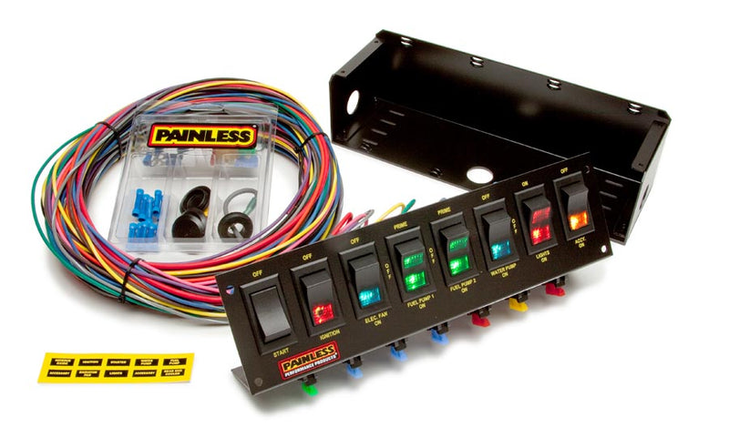 Painless Wiring 50303 8-Switch Fused Panel w/all necessary wiring & hardware