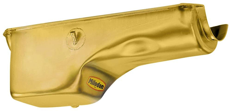 Milodon 30710 Steel, Gold Zinc Plated Stock Replacement Oil Pan BB Chevy