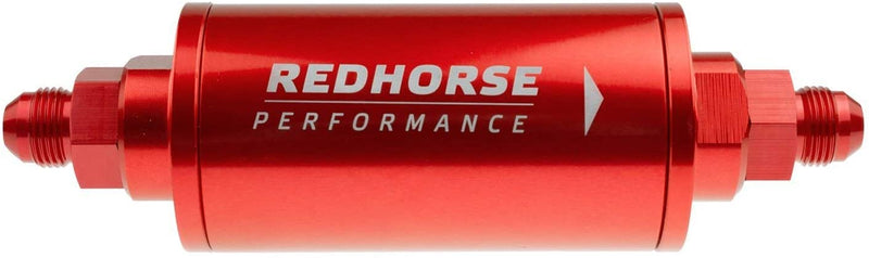 Redhorse Performance 4651-08-3 6" Cylindrical In-Line Race Fuel Filter - 08 AN - Red