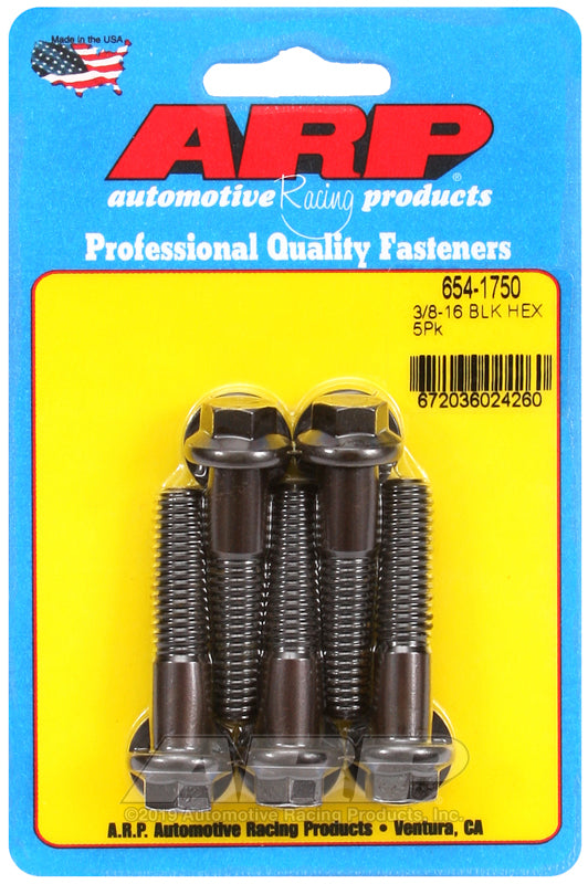 ARP 654-1750 3/8-16 x 1.750 hex 7/16 wrenching black oxide bolts