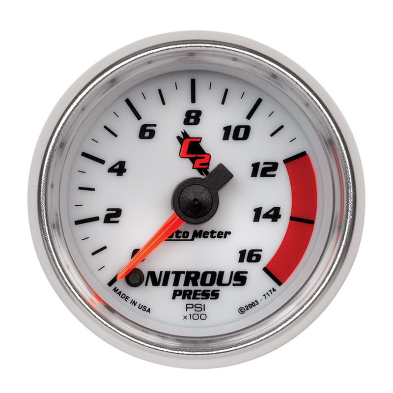 Autometer 7174 C2 2-1/16" Nitrous Pressure Gauge, 0-1,600 PSI - Stepper Motor