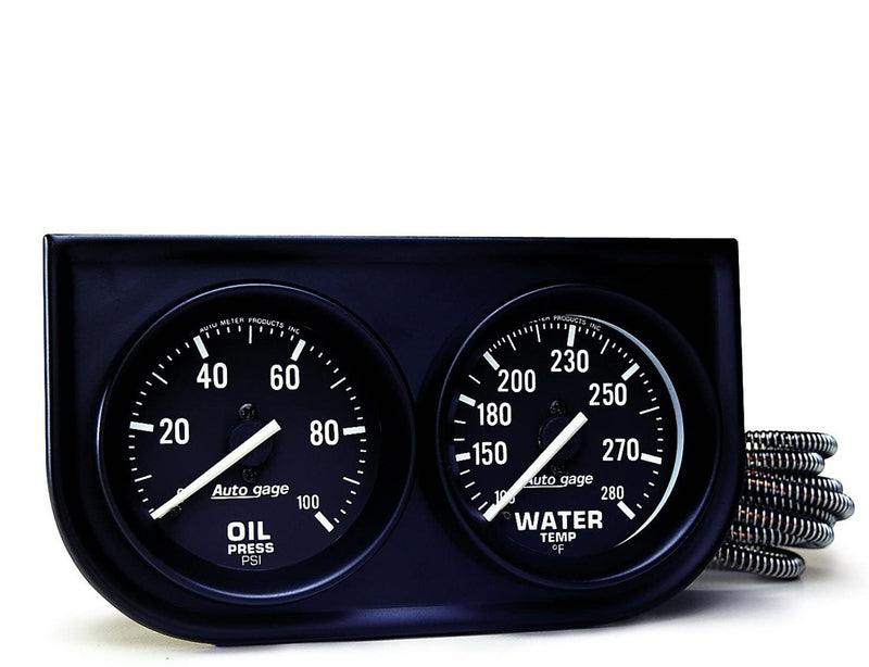 Autometer 2392 Autogage Black Oil/Water Gauge With Steel Console