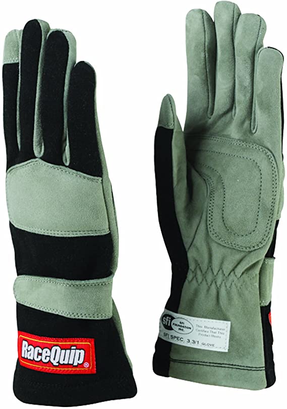 Racequip 351006 Race Gloves 1-Layer SFI-1 Black - XL