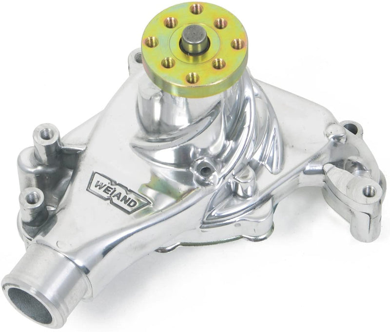 Weiand 9240P Aluminum Water Pump w/ "Twisted Snout" Design SB Chevy Long