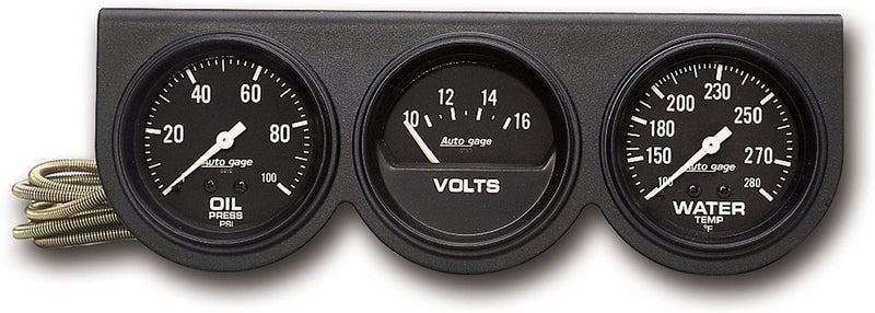 Autometer 2398 Autogage Black Console Oil/Volt/Water Gauge,2.625 In.