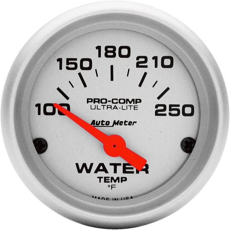 Autometer 4337 Ultra-Lite Electric Water Temperature Gauge, Silver