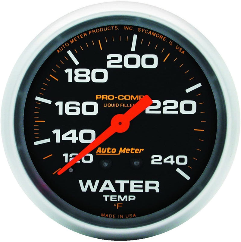 Autometer 5432 Liquid Filled Mechanical Water Temperature Gauge Includes 6' Tubing (66.7mm 120-240 Deg F)