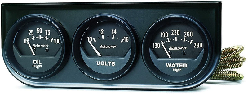 Autometer 2348 Autogage Black Console Oil/Volt/Water Gauge