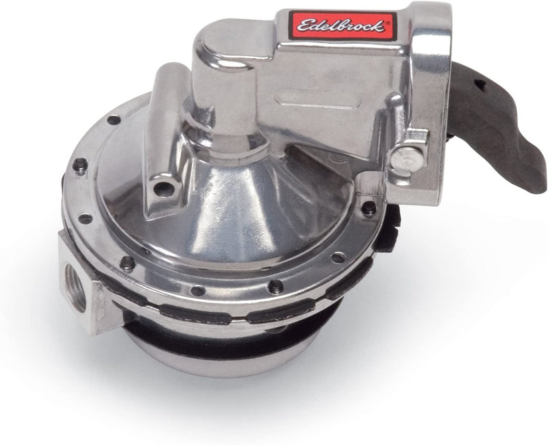 Edelbrock 1711 Victor Series Racing Fuel Pump For Small Block Chevy 262-400 And W-Series Big Block 348/409, Polished Finish