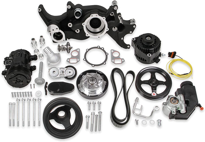HOLLEY 20-185BK BLACK MID-MOUNT COMPLETE ACCESSORY SYSTEM -LS ENGINE