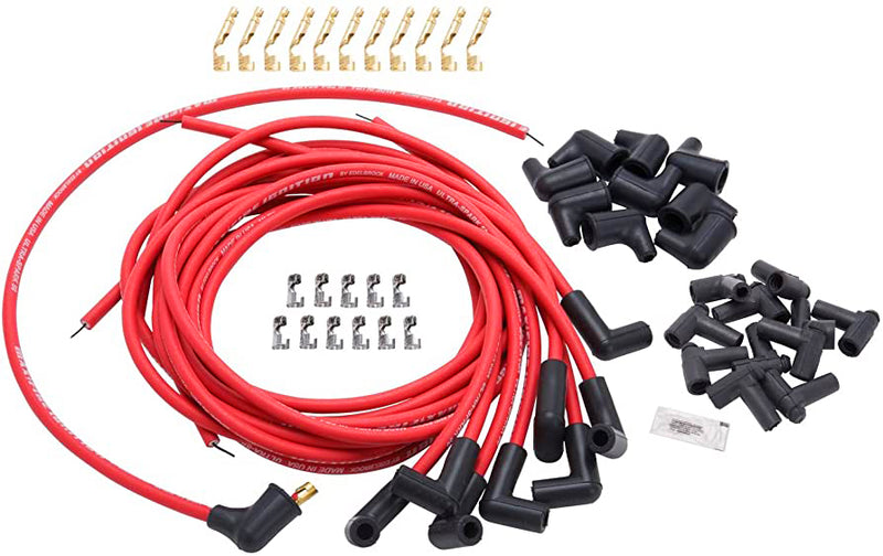 Engine Works 16402 Universal 8.5mm Spark Plug Wire Set, Red - 90 Boot