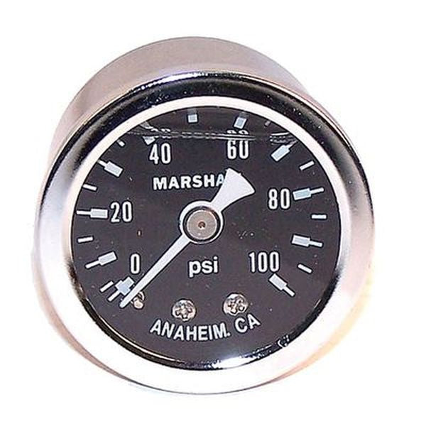 Engine Works 52004 Mechanical Fuel Pressure Gauge, Liquid Filled 0-100 psi - Black