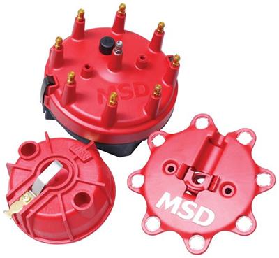 MSD 8441 Cap and Rotor Red Male/HEI Stainless Terminals Clamp-Down Smal