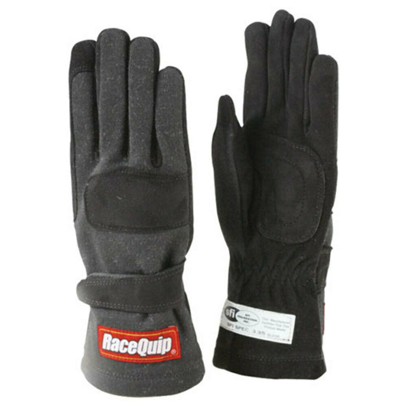 Racequip 355001 Race Gloves 2-Layer SFI-5 Black - X-Small