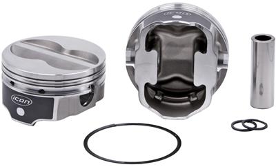 ICON IC9964KTD.030 FHR Piston - Chevy 350, 6.00 Rod, +10cc Flat Top 4V Kit with Rings
