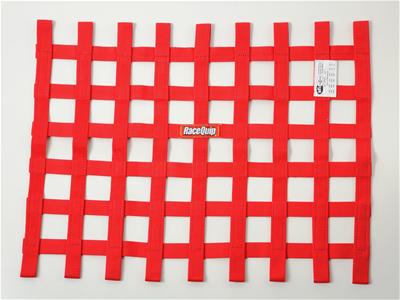 Racequip 725015 Ribbon Window Net Red Rectangle 24 in. x 18 in. SFI 27.1